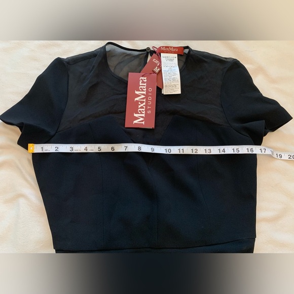 Max Mara Studio Asturie Mixed Media Black Belted Dress size 4 NWT - Picture 9 of 15